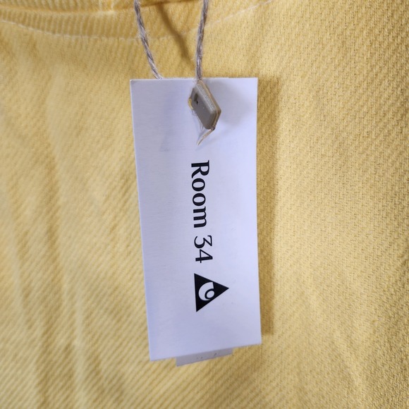 Room 34 Kaftan‎ Shift Dress XL Women Yellow Tassel Organic Cotton Beach Resort - Picture 3 of 12